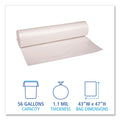 Boardwalk Low Density Repro Can Liners, 56 gal, 1.1 mil, 43" x 47", Clear, 10 Bags/Roll, 10 Rolls/Carton