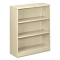 HON Metal Bookcase, Three-Shelf, 34.5w x 12.63d x 41h, Putty