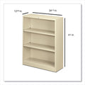 HON Metal Bookcase, Three-Shelf, 34.5w x 12.63d x 41h, Putty
