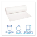 Boardwalk Low-Density Waste Can Liners, 60 gal, 0.6 mil, 38" x 58", White, 100/Carton