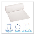 Boardwalk Low-Density Waste Can Liners, 16 gal, 0.4 mil, 24" x 32", White, 500/Carton