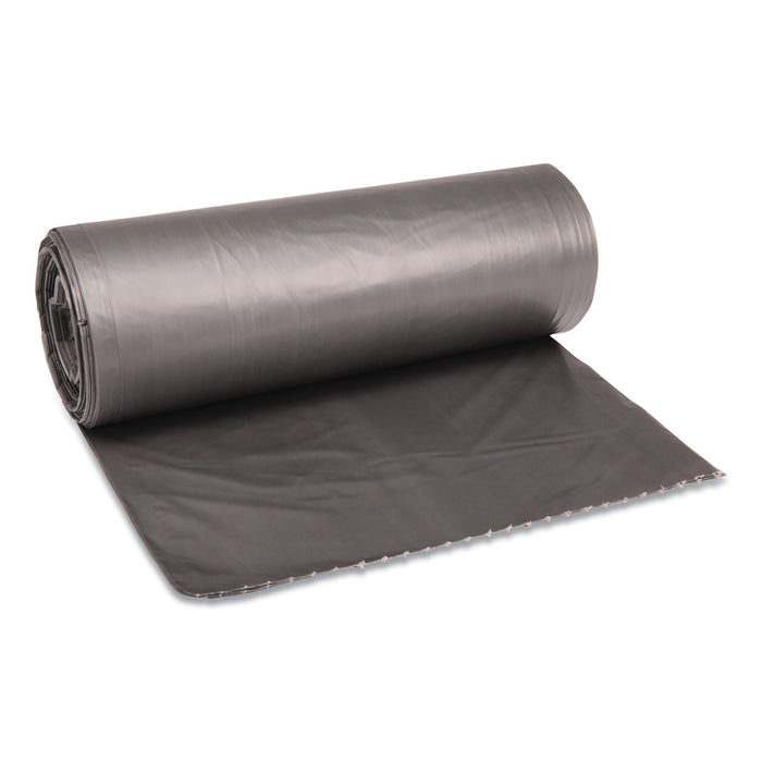 Boardwalk Low-Density Waste Can Liners, 60 gal, 1.1 mil, 38" x 58", Gray, 100/Carton