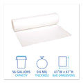 Boardwalk Low-Density Waste Can Liners, 56 gal, 0.6 mil, 43" x 47", White, 100/Carton