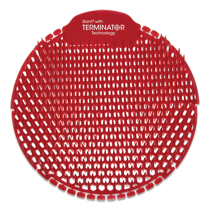 Fresh Products Slant7 with Terminator Urinal Screen, Evergreen Scent, Red, 30/Carton