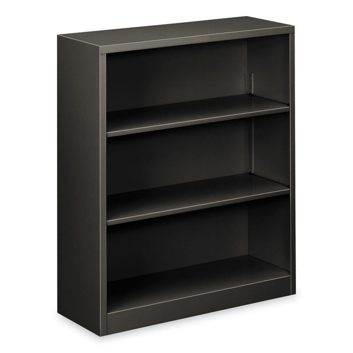 HON Metal Bookcase, Three-Shelf, 34.5w x 12.63d x 41h, Charcoal