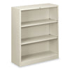 HON Metal Bookcase, Three-Shelf, 34.5w x 12.63d x 41h, Light Gray