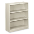 HON Metal Bookcase, Three-Shelf, 34.5w x 12.63d x 41h, Light Gray