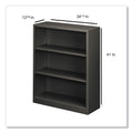 HON Metal Bookcase, Three-Shelf, 34.5w x 12.63d x 41h, Charcoal