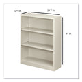 HON Metal Bookcase, Three-Shelf, 34.5w x 12.63d x 41h, Light Gray