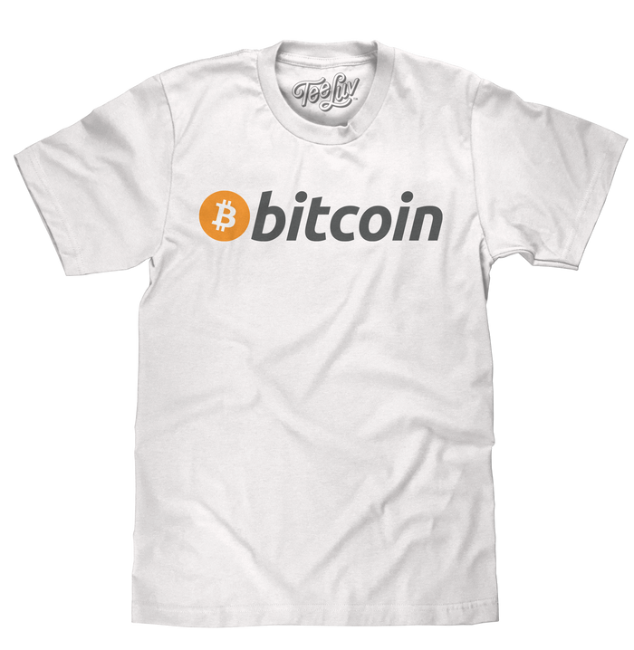 Bitcoin Cryptocurrency Logo T-Shirt - White by Tee Luv