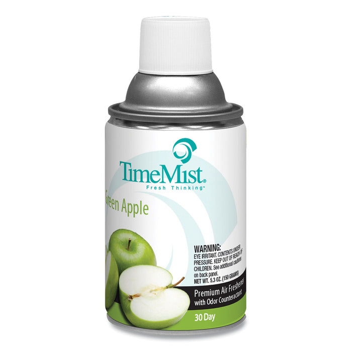 TimeMist Premium Metered Air Freshener Refill, Green Apple, 5.3 oz Aerosol Spray, 12/Carton