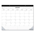 Universal Desk Pad Calendar, 22 x 17, White/Black Sheets, Black Binding, Clear Corners, 12-Month (Jan to Dec): 2023