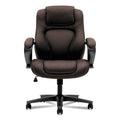 HON HVL402 Series Executive High-Back Chair, Supports Up to 250 lb, 17" to 21" Seat Height, Brown Seat/Back, Black Base