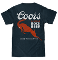 Coors Genuine Bock Beer Left Chest Front and Back Print T-Shirt - Denim Black Heather by Tee Luv