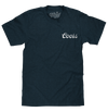 Coors Genuine Bock Beer Left Chest Front and Back Print T-Shirt - Denim Black Heather