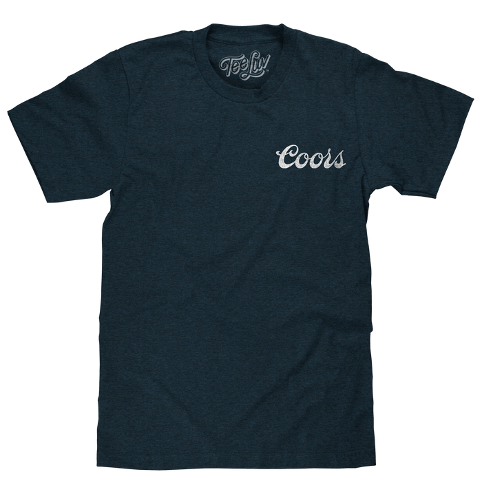 Coors Genuine Bock Beer Left Chest Front and Back Print T-Shirt - Denim Black Heather by Tee Luv