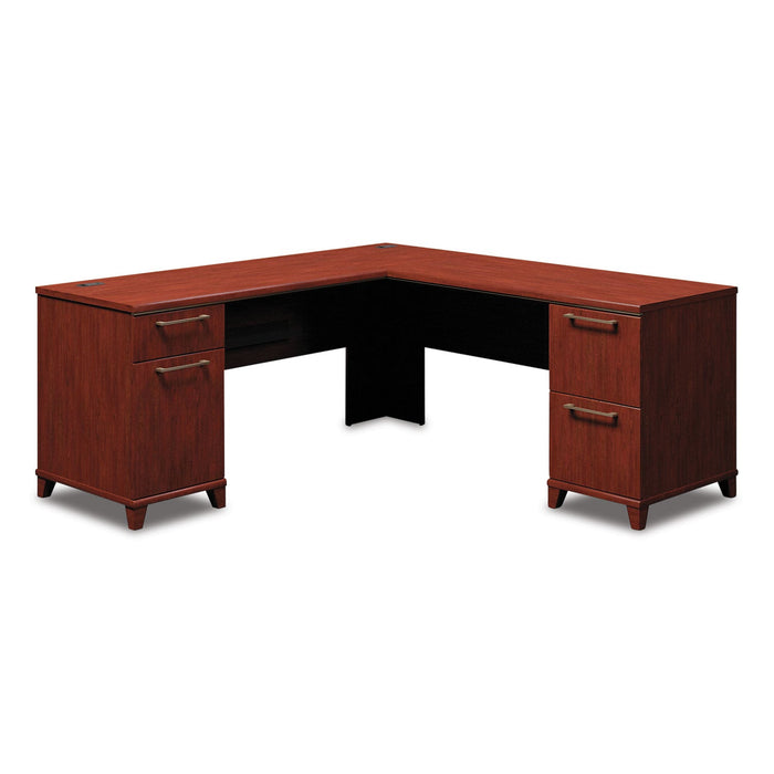 Bush Enterprise Collection Double Pedestal Desk, 70.13" x 28.63" x 29.75", Mocha Cherry, (Box 1 of 2)