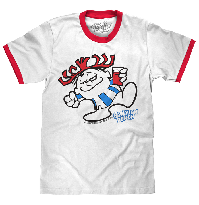 Hawaiian Punch Ringer T-Shirt - White/Red by Tee Luv