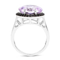 5.50 Carat Genuine Pink Amethyst & Black Spinel .925 Sterling Silver Ring by Bids.com