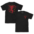 Fireball Whisky Left Chest Front and Back Dragon Mascot Logo T-Shirt - Black by Tee Luv