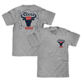Coors Banquet Beer Rodeo Bull Front and Back Print T-Shirt - Athletic Gray Heather by Tee Luv