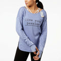 Ideology Women's Live Your Passion Strappy Back Long Sleeve T-shirt, Size 1X by Vanessa Jane
