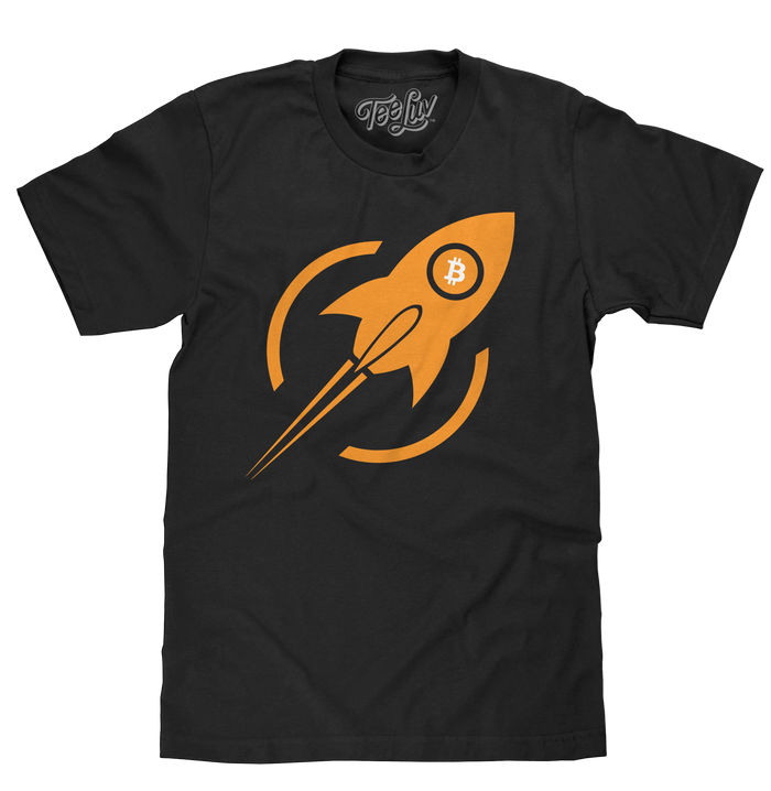 Bitcoin Rocket T-Shirt - Black by Tee Luv