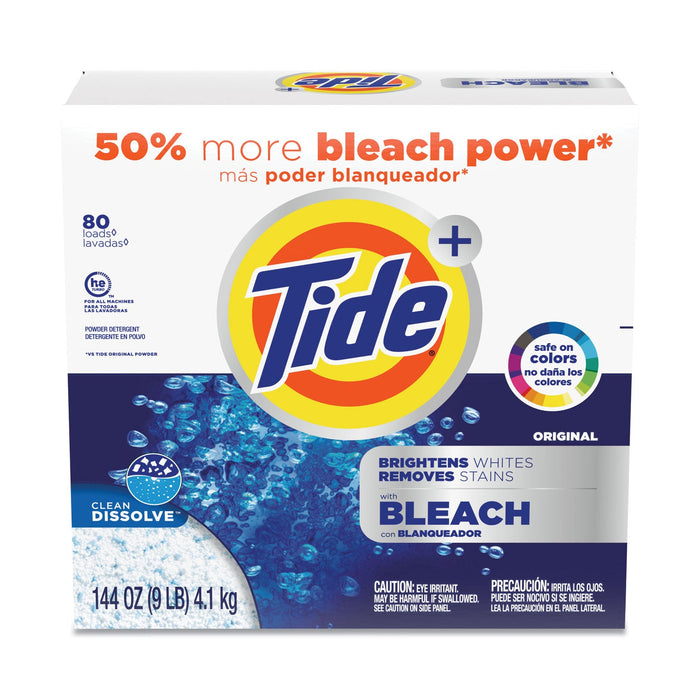 Tide Laundry Detergent with Bleach, Tide Original Scent, Powder, 144 oz Box, 2/Carton