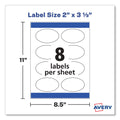 Avery Oval Labels w/ Sure Feed and Easy Peel, 2 x 3.33, Glossy White, 80/Pack