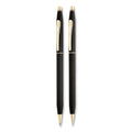 Cross Classic Century Ballpoint Pen and Pencil Set, 0.7 mm Black Pen, 0.7 mm HB Pencil, Black/Gold Barrels
