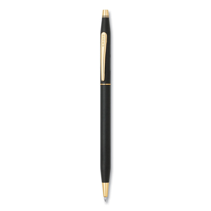 Cross Classic Century Twist-Action Ballpoint Pen, Retractable, Medium 1 mm, Black Ink, Black/Gold Barrel