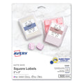Avery Square Labels with Sure Feed and TrueBlock, 2 x 2, White, 300/Pack