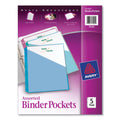 Avery Binder Pockets, 3-Hole Punched, 9.25 x 11, Assorted Colors, 5/Pack
