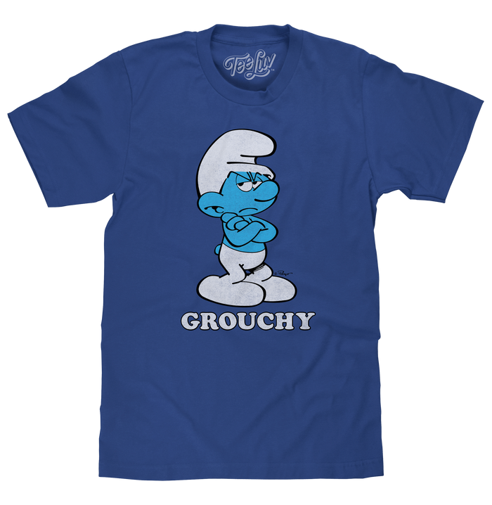 Retro Grouchy Smurf T-Shirt - Royal Blue by Tee Luv