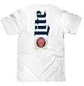Miller Lite Beer Front and Back Print T-Shirt - White by Tee Luv