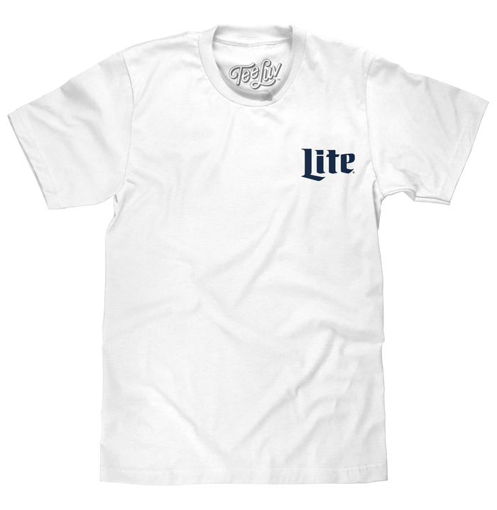 Miller Lite Beer Front and Back Print T-Shirt - White by Tee Luv