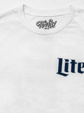 Miller Lite Beer Front and Back Print T-Shirt - White by Tee Luv