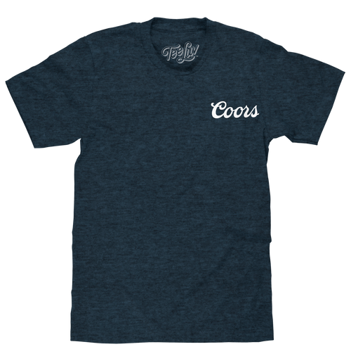 Original Coors Rodeo Cowboy Front and Back Print T-Shirt - Denim Black Heather by Tee Luv