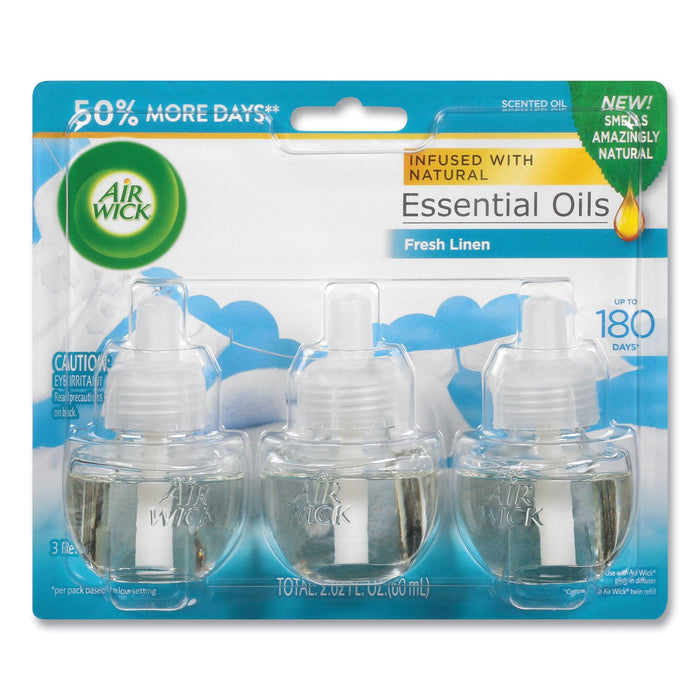 Air Wick Scented Oil Refill, Warming - Fresh Linen, 0.67 oz, 3/Pack, 6 Packs/Carton