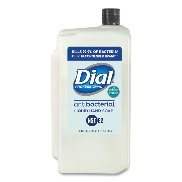 Dial Antibacterial Liquid Hand Soap with Moisturizers Refill for 1 L Liquid Dispenser, Pleasant, 1 L, 8/Carton