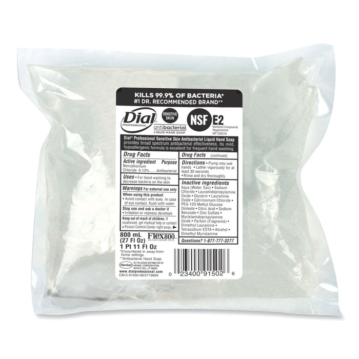 Dial Antibacterial Sensitive Skin Liquid Hand Soap Refill for Dial 800 mL Dispenser, Floral, 800 mL, 12/Carton