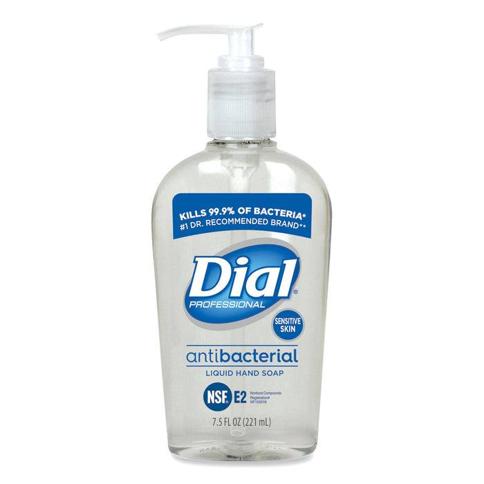 Dial Antibacterial Liquid Hand Soap for Sensitive Skin, Floral, 7.5 oz Pump, 12/Carton