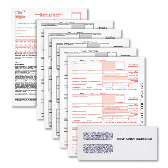 TOPS Five-Part 1099-NEC Online Tax Kit, 8.5 x 11, 3/Page, 24/Pack