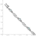 Genuine Sterling Silver Aquamarine Diamond Bracelet by Fine Color Jewels