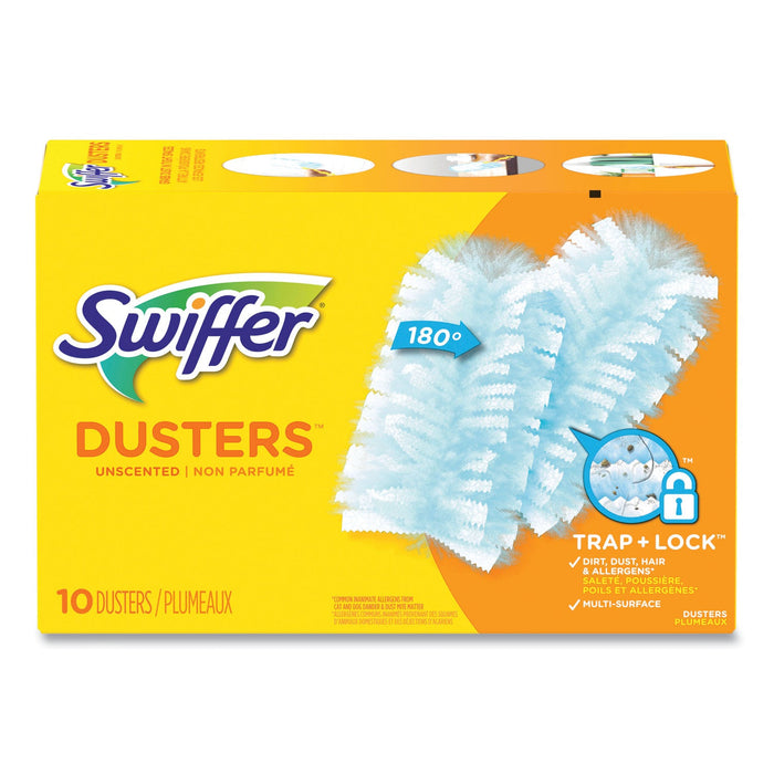 Swiffer Dusters Refill, Dust Lock Fiber, Unscented, Light Blue, 10/Box
