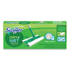 Swiffer Sweeper Mop, 10 x 4.8 White Cloth Head, 46" Green/Silver Aluminum/Plastic Handle, 6/Carton