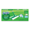 Swiffer Sweeper Mop, 10 x 4.8 White Cloth Head, 46" Green/Silver Aluminum/Plastic Handle, 6/Carton