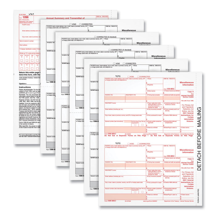 TOPS Five-Part 1099-MISC Tax Forms, 8.5 x 11, 2/Page, 50/Pack