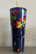 Starbucks Floral & Leaves Purple Plastic Tropical Cold Cup 24Oz by Vanessa Jane