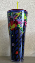 Starbucks Floral & Leaves Purple Plastic Tropical Cold Cup 24Oz by Vanessa Jane